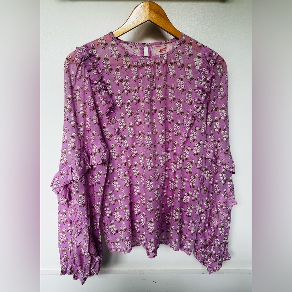 Banjanan 100% cotton ruffle, detailed floral blouse